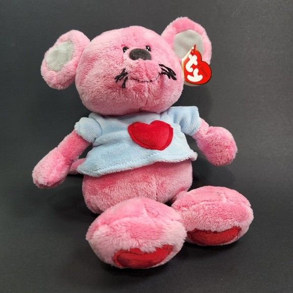 TY Classic Patter Mouse Plush Toy Pink 10 in. With Tags Soft Animal Beanie - Picture 9 of 9